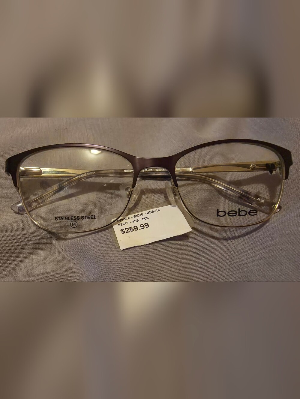 Brand New BEBE Women's mahogany and Gold Full-Rim Frames.